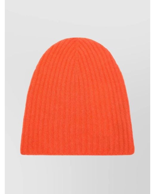 Roberto Collina Orange Cashmere Ribbed Beanie