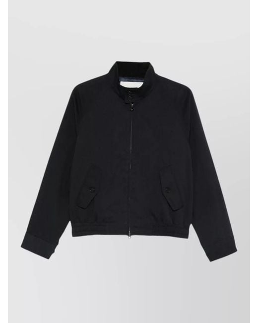 DUNST Black Cotton Blouson Jacket Button Collar