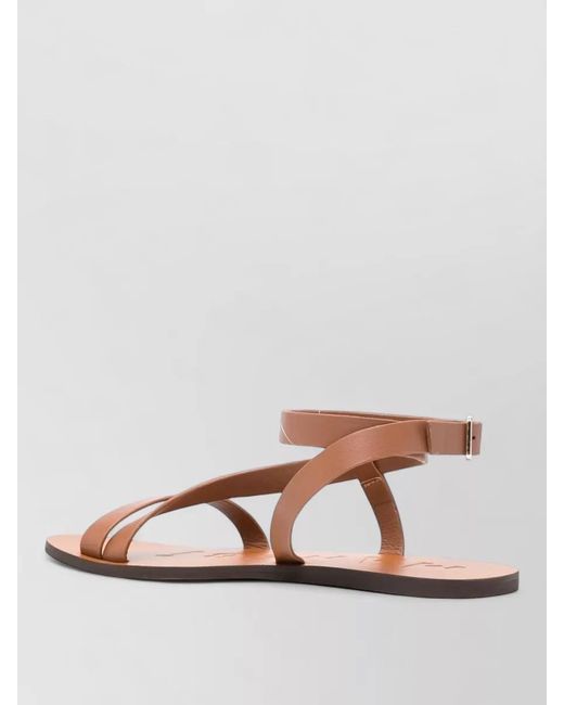 Manebí Brown Leather Gladiator Sandals Ankle Strap Flat