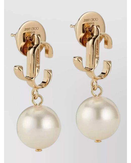Jimmy Choo Natural Metal Pearl Stud Earrings
