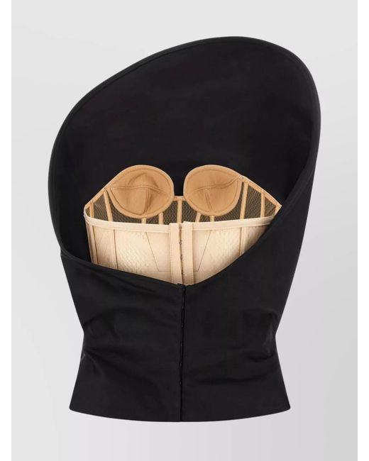 Magda Butrym Black Cotton Strapless Bustier Top