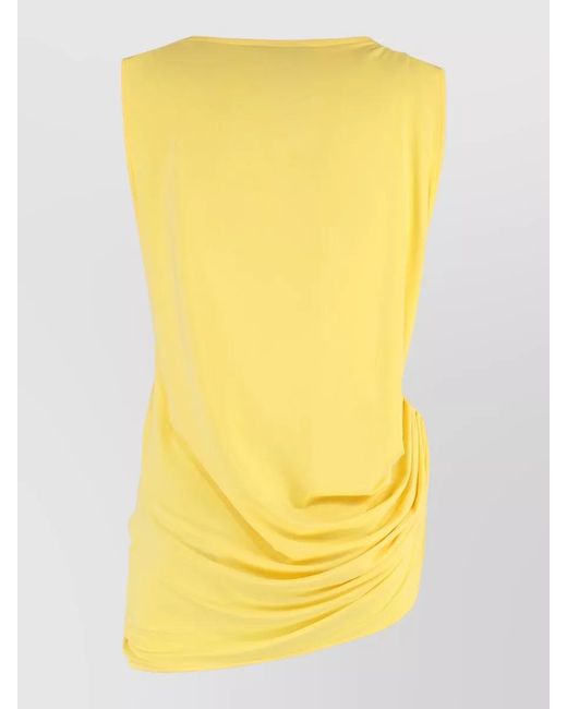 Jacquemus Yellow Sleeveless Draped Top Round Neck
