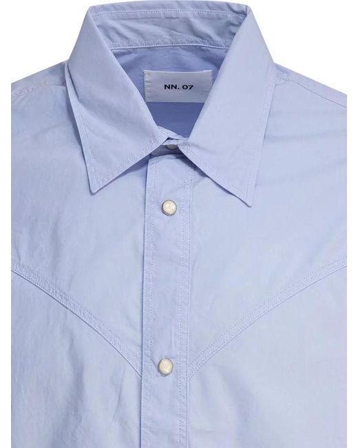 NN07 Blue Joe Shirt Button Down Collar Long Sleeves for men
