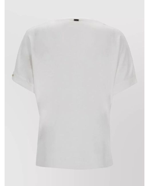 Herno White Short Sleeve Round Neck Plain Top
