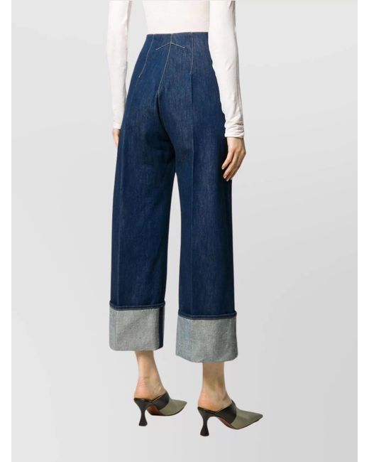 Patou Blue Denim High-Rise Straight-Leg Cropped Jeans