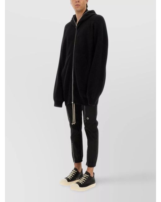 Rick Owens Black Alpaca Wool Oversized Hooded Cardigan for men