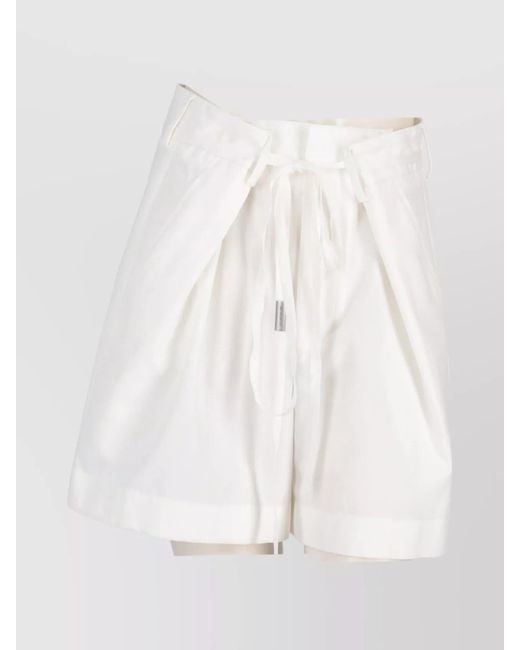 Ann Demeulemeester White Elastic Waistband Cotton Twill Shorts