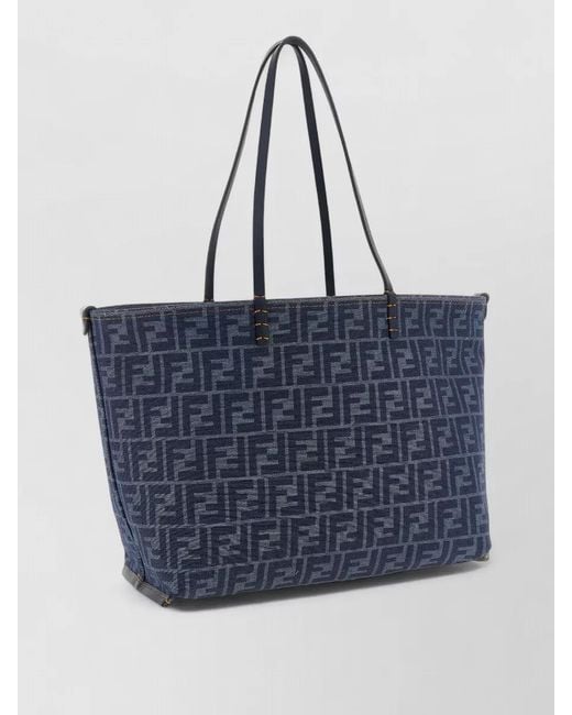Fendi Blue Roll Medium Tote Bag Double Handles