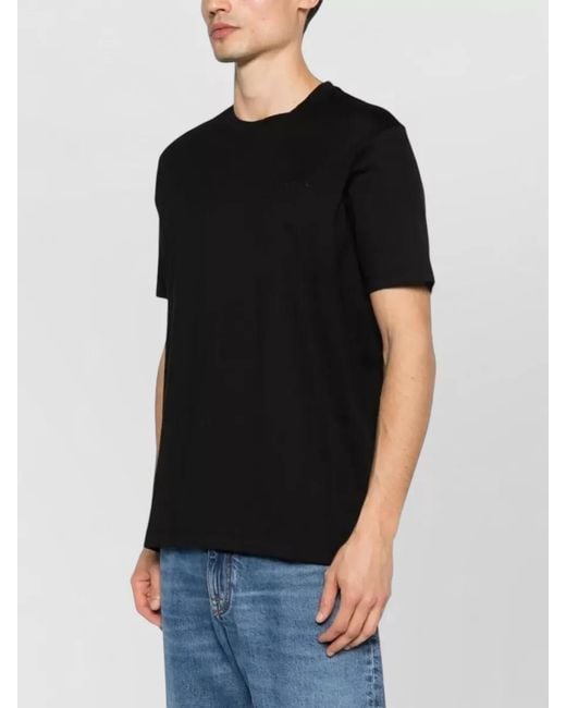 Paul & Shark Black Cotton T Shirt Tonal Logo Embroidery for men