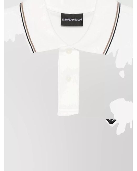 Emporio Armani White Logo Polo Shirt Contrast Collar Short Sleeves for men