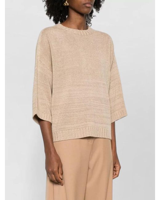Fabiana Filippi Natural Silk Cashmere Fine-Knit Three-Quarter Sleeve Jumper
