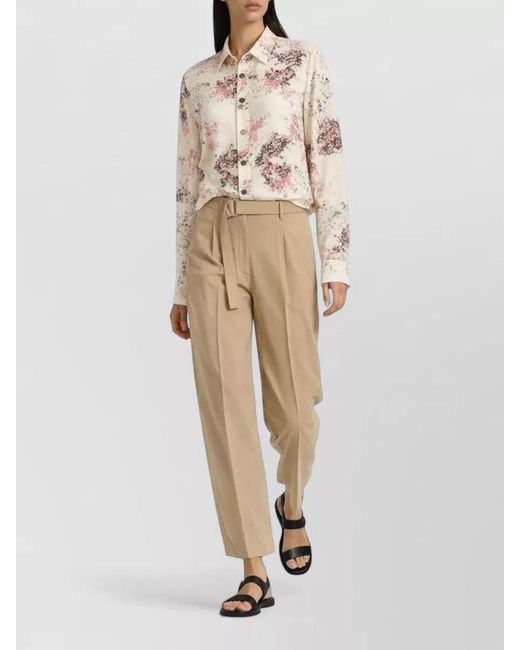 Paul Smith Natural High Waist Pleated Wide Leg Belted Trousers