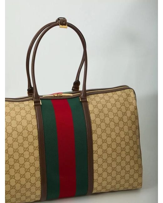 Gucci Natural Medium Gg Duffle Bag Web Detail for men