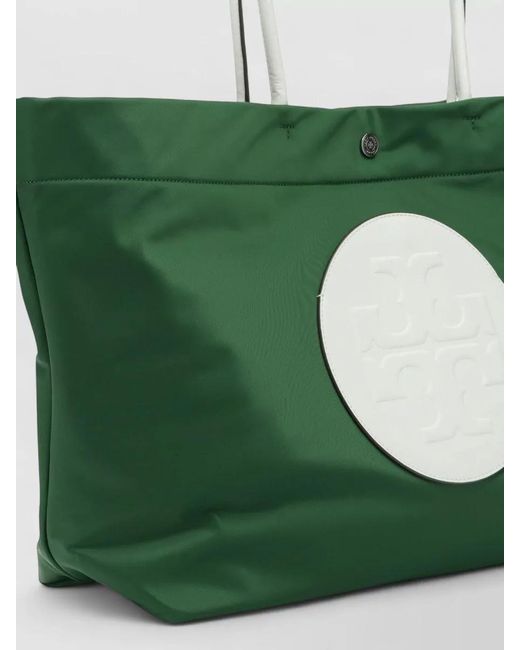 Tory Burch Green Tote Bag Top Handles Contrast Design