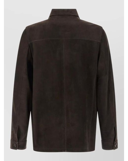 Moorer Black Klaus Overshirt Jacket Buttoned Cuffs Pockets for men