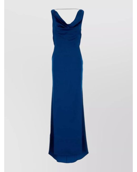 GIUSEPPE DI MORABITO Blue Satin Maxi Dress