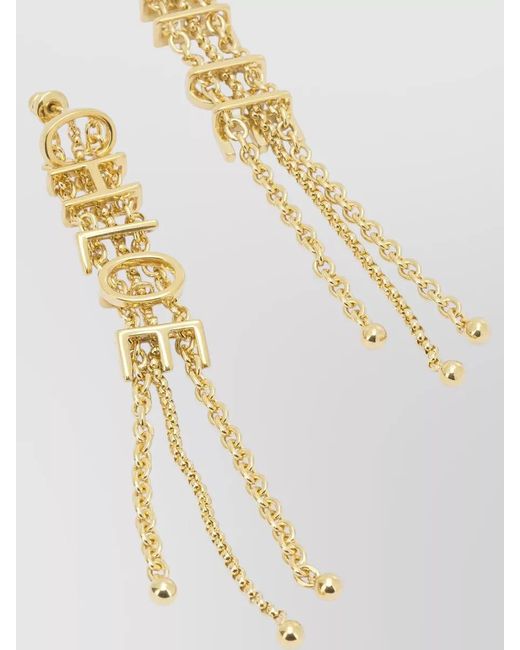 Chloé Metallic Brass Logo-Pendant Drop Earrings