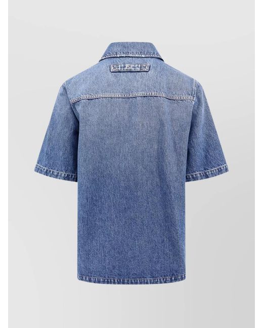 Fendi Blue Denim Oversized Shirt for men