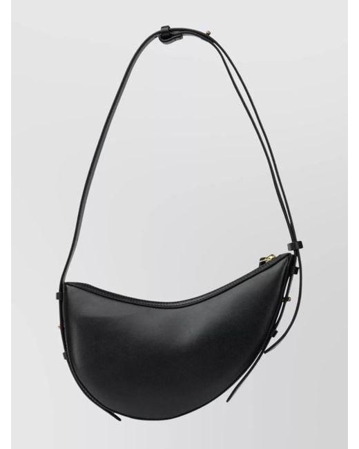 Soeur Black Leather Shoulder Bag