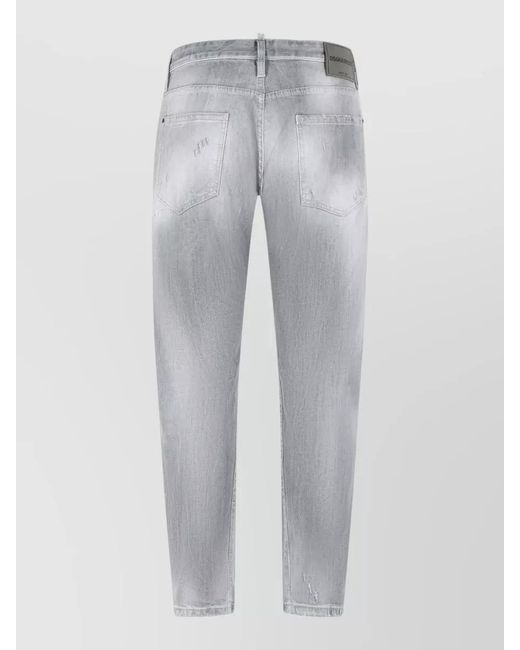 DSquared² Gray Slim Twist Cotton Five Pocket Jeans for men