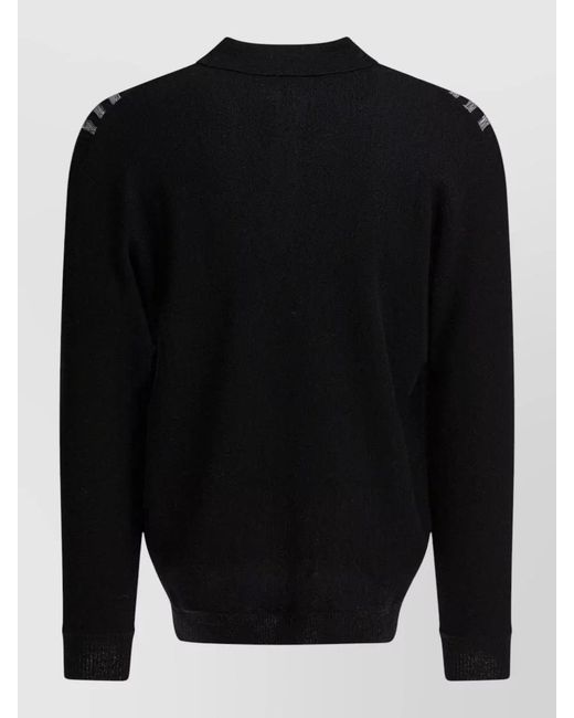 Beams Plus Black Wool Polo Sweater for men