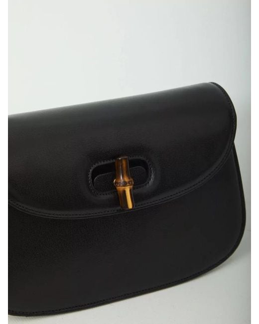 Gucci Black Small Bamboo Leather Shoulder Crossbody Bag