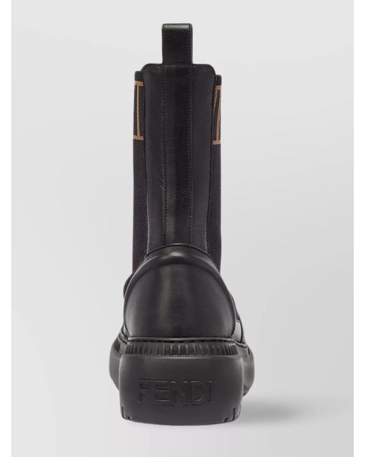 Fendi Black Chunky Sole Biker Boots