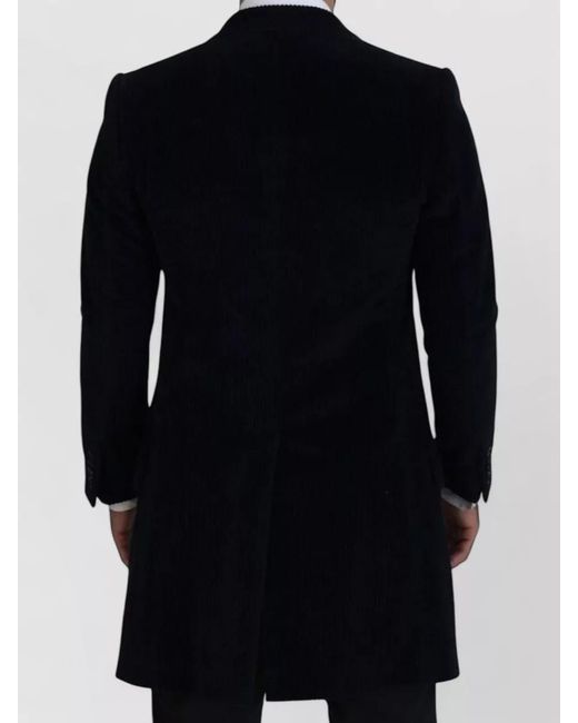 Dolce & Gabbana Black Cotton Slim-Fit Single-Breasted Coat for men