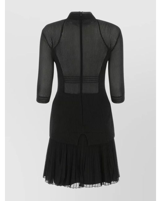 Givenchy Black Ribbed V-Neck 3/4-Sleeve Mini Dress
