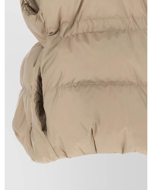 Brunello Cucinelli Natural Monile Hooded Padded Casual Quilted Vest