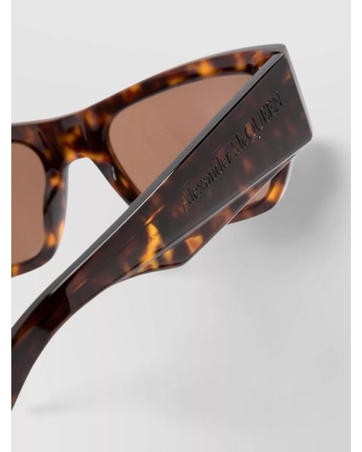 McQueen Natural Tortoiseshell Square-Frame Sunglasses