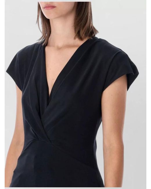 Isabel Marant Blue Cotton Slim-Fit Draped V-Neck Short-Sleeve Top