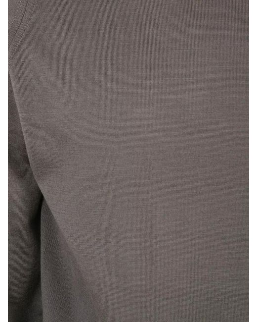 John Smedley Gray Merino Wool V-Neck Cardigan for men