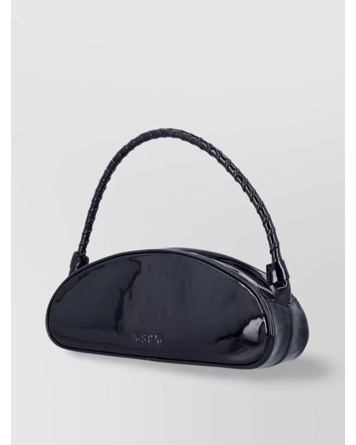 MSGM Black Calf Leather Small Shoulder Bag