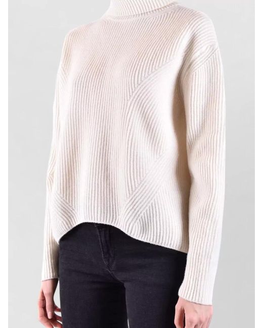 Pinko White Turtleneck Sweater Relaxed Fit Dropped Shoulders