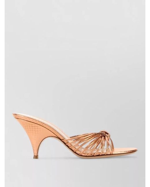 Gianvito Rossi Pink Malè Leather Mules Metallic Kitten Heel