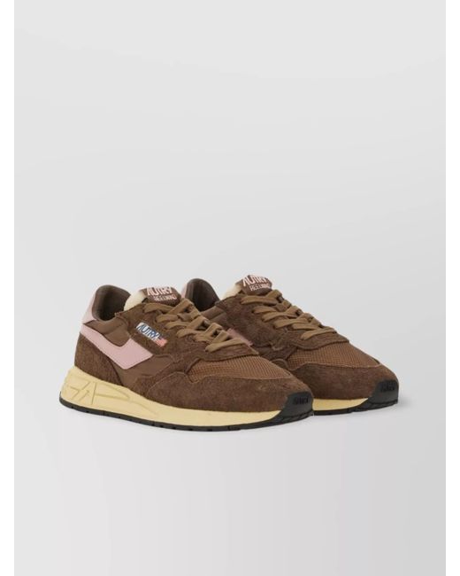 Autry Brown Mesh And Suede Sneakers