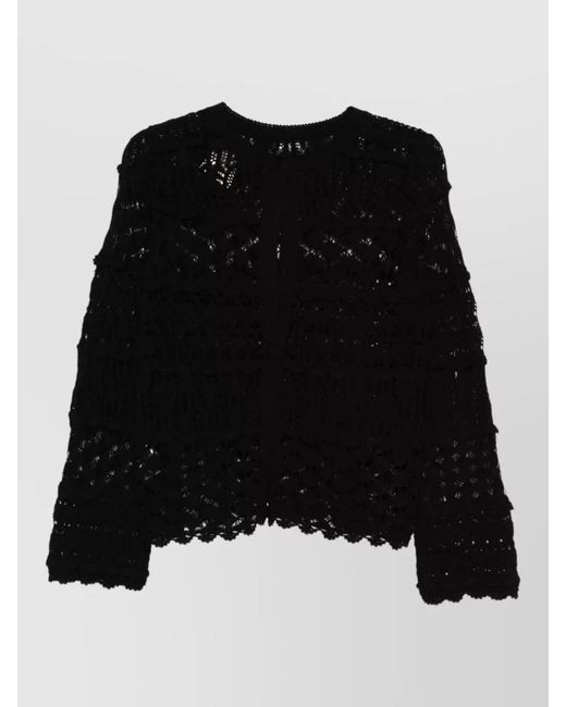 Semicouture Black Zilla Cotton Cardigan Crochet Knit Tiers