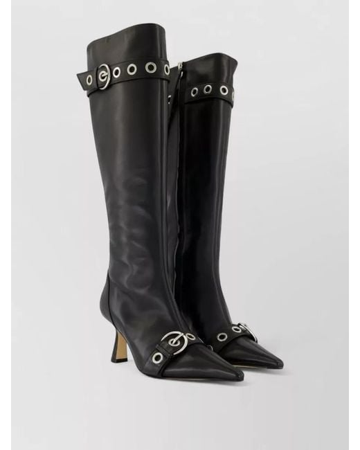 Aeyde Black Leather Knee-High Boots