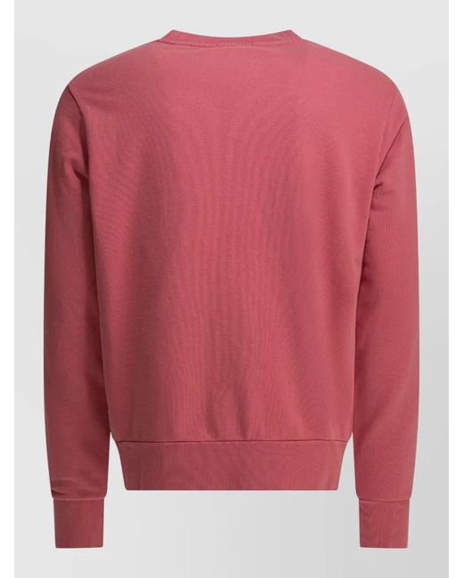 Polo Ralph Lauren Pink Logo Crewneck Sweatshirt Ribbed Cuffs Hem for men