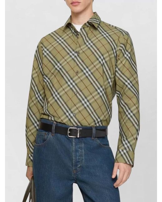 Burberry Multicolor Robert Check Shirt Button Collar Long Sleeves for men