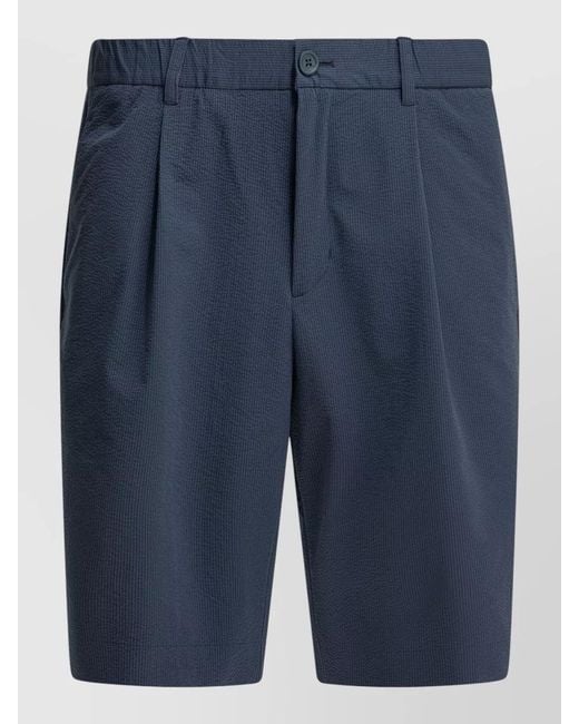Herno Blue Shorts Pleated Front Belt Loops Pockets for men