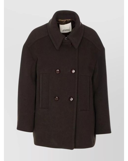 Isabel Marant Black V Neck Double-Breasted Coat