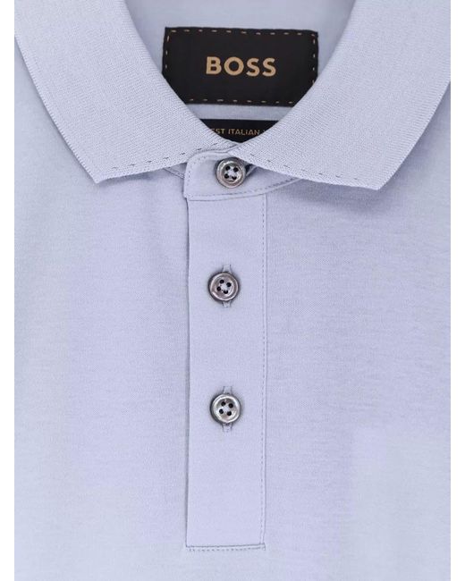 Boss Blue Cotton Regular-Fit Short-Sleeve Polo Shirt for men