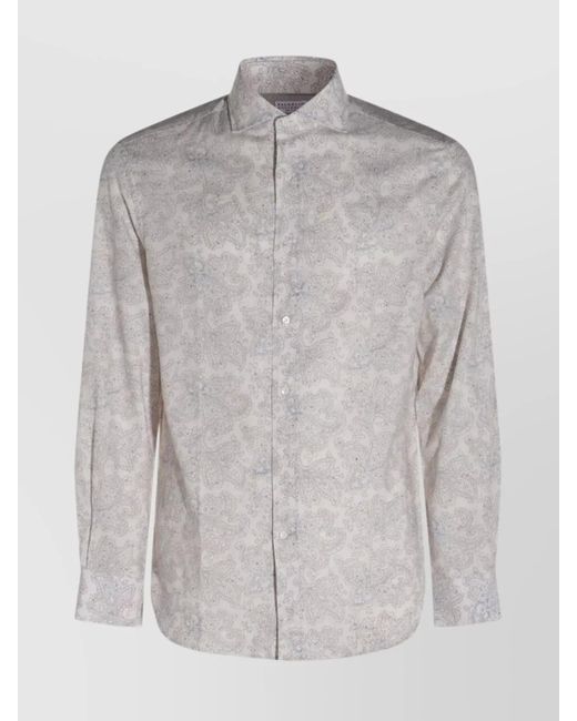 Brunello Cucinelli Gray Collared Shirt Button-Down Long Sleeves for men