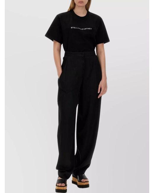 Stella McCartney Black High-Rise Wide-Leg Trousers