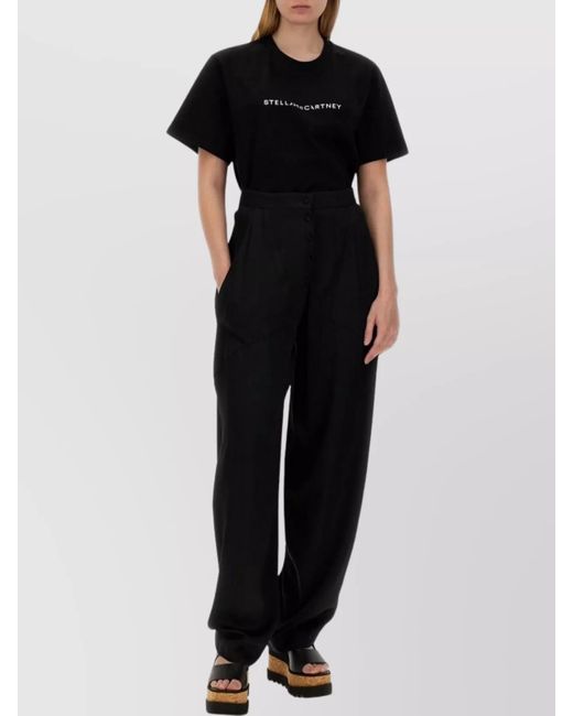 Stella McCartney Black High-Rise Wide-Leg Trousers