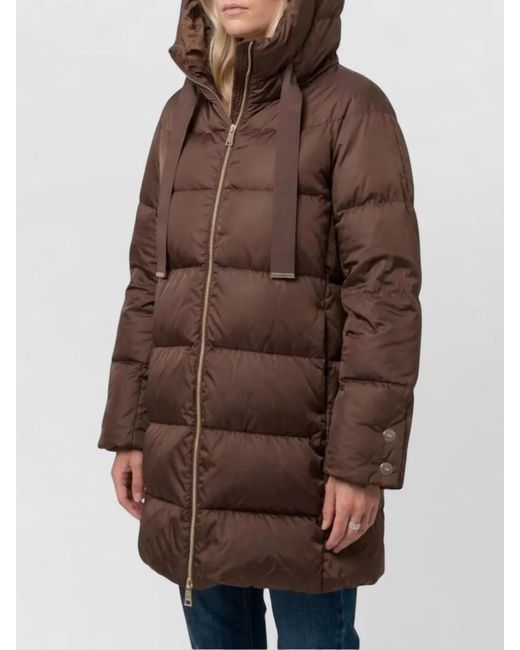 Herno Blue A-Line Midi Down Coat