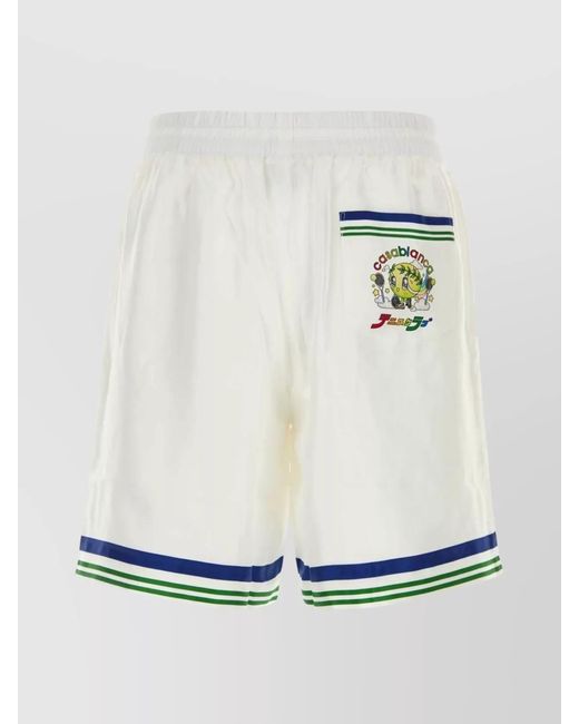 Casablanca White Silk Satin Bermuda Shorts for men
