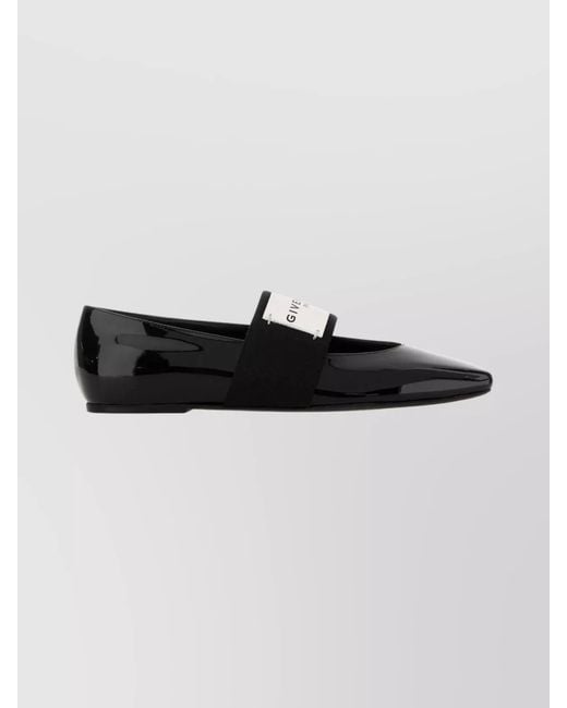 Givenchy Black Patent Leather Square-Toe Ballerina Flats
